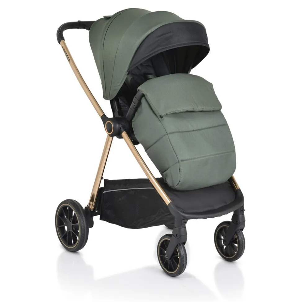 Cangaroo Kinderwagen 2 in 1 Hydra Babywanne Sportsitz Fußabdeckung Moskitonetz grün