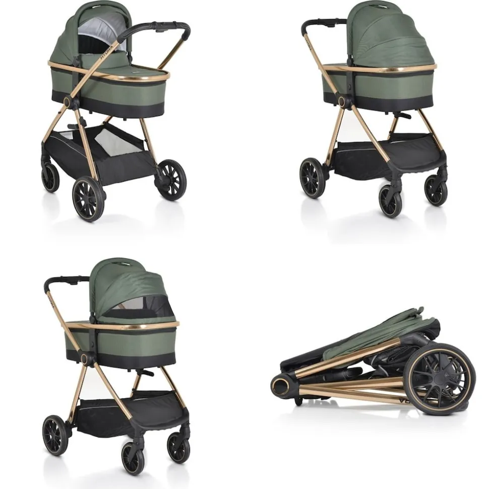 Cangaroo Kinderwagen 2 in 1 Hydra Babywanne Sportsitz Fußabdeckung Moskitonetz grün