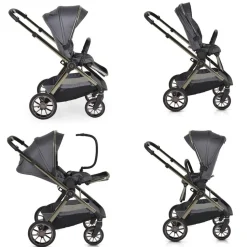 Cangaroo Kinderwagen 2 in1 iClick klappbar, Wickeltasche, Sportsitz, Babywanne grau