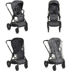Cangaroo Kinderwagen 2 in1 iClick klappbar, Wickeltasche, Sportsitz, Babywanne grau
