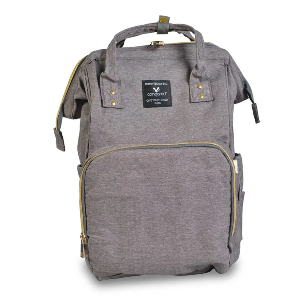 Cangaroo Kinderwagentasche Amelia, Rucksack Hauptfach, Seitenfächer Tragegriffe grau