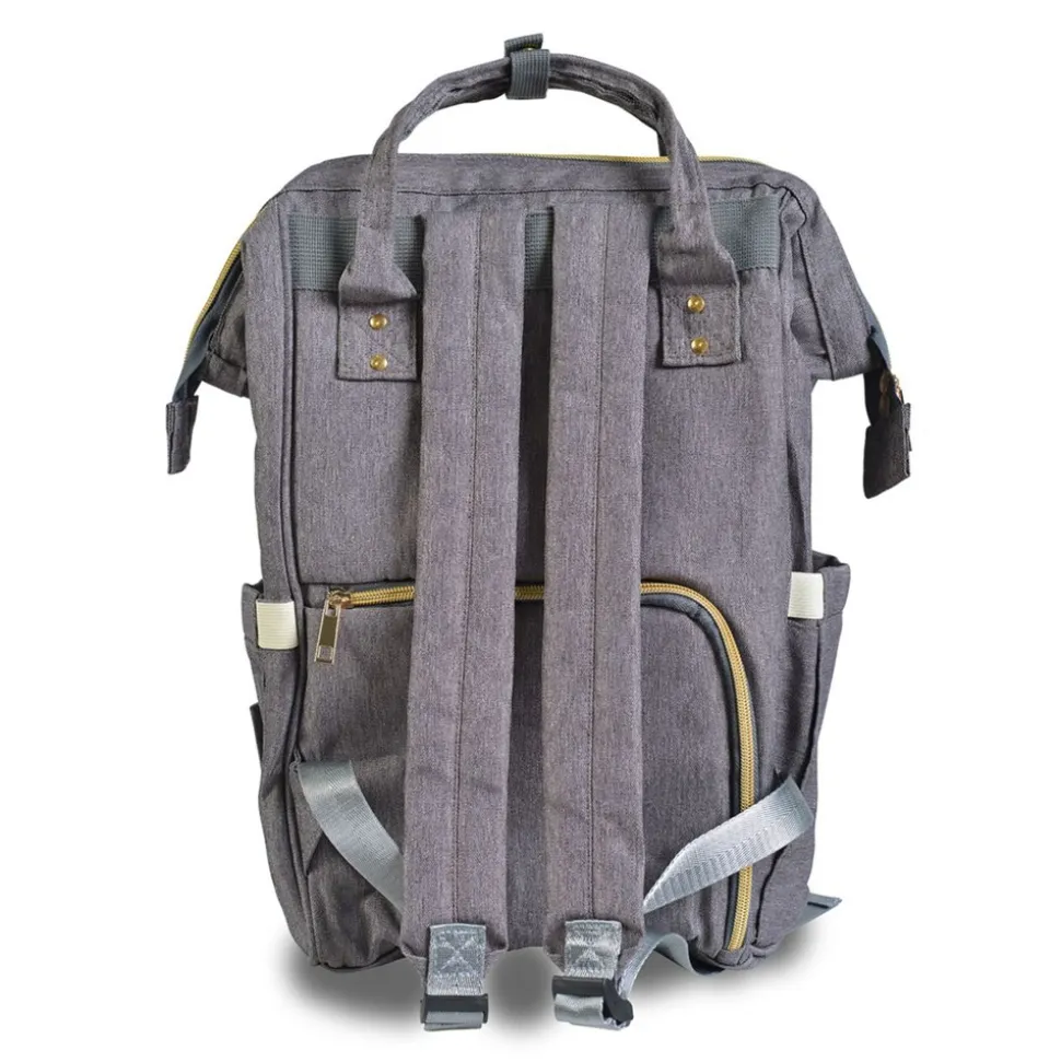 Cangaroo Kinderwagentasche Amelia, Rucksack Hauptfach, Seitenfächer Tragegriffe grau