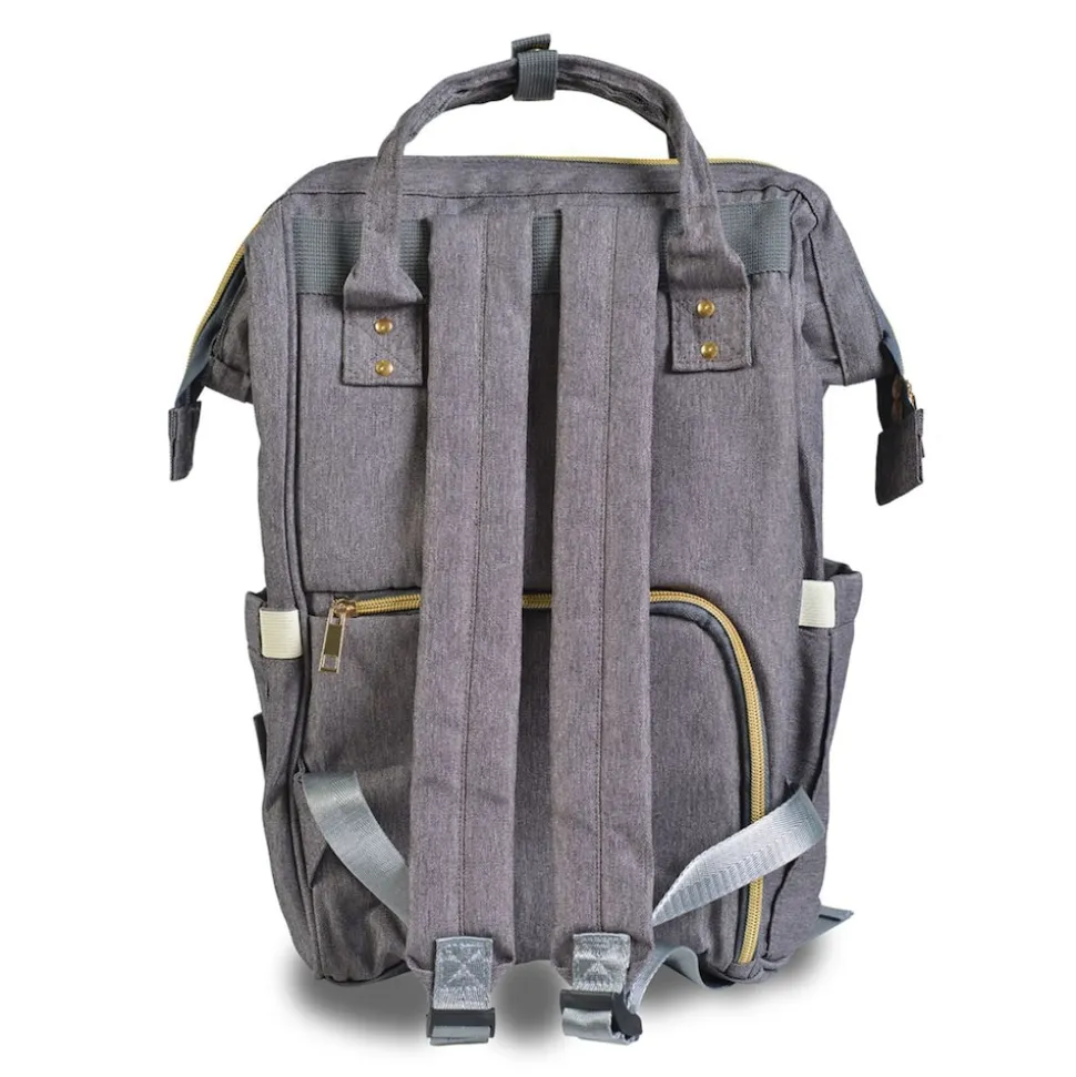 Cangaroo Kinderwagentasche Amelia, Rucksack Hauptfach, Seitenfächer Tragegriffe grau