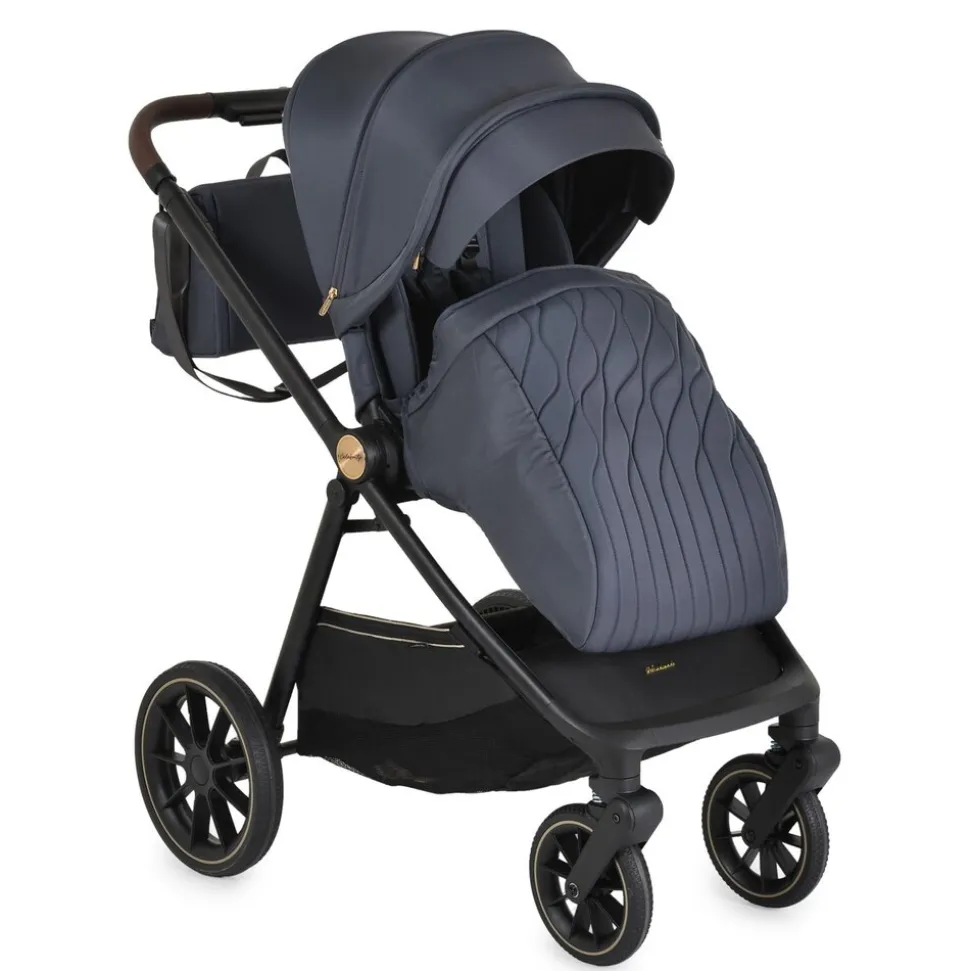 Cangaroo Kombikinderwagen Celebrity 2 in 1 Stoßdämpfer PU-Rollen Wickeltasche dunkelgrau