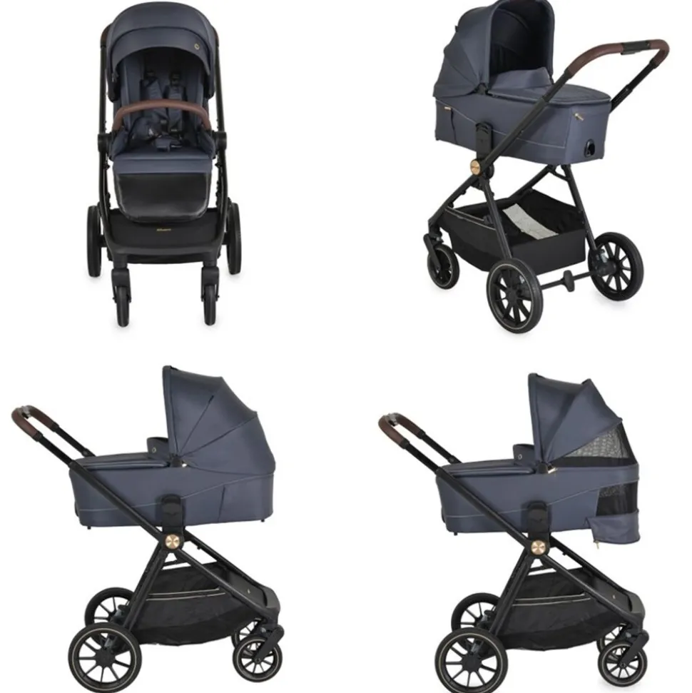 Cangaroo Kombikinderwagen Celebrity 2 in 1 Stoßdämpfer PU-Rollen Wickeltasche dunkelgrau