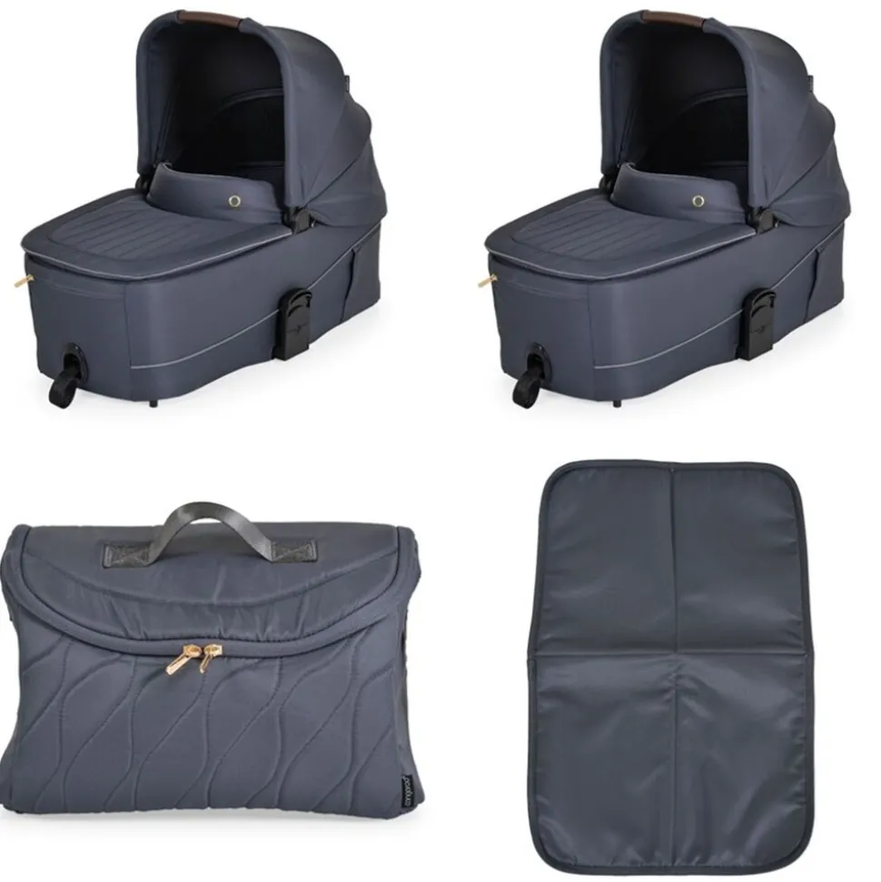 Cangaroo Kombikinderwagen Celebrity 2 in 1 Stoßdämpfer PU-Rollen Wickeltasche dunkelgrau
