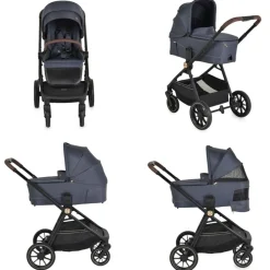 Cangaroo Kombikinderwagen Celebrity 2 in 1 Stoßdämpfer PU-Rollen Wickeltasche dunkelgrau