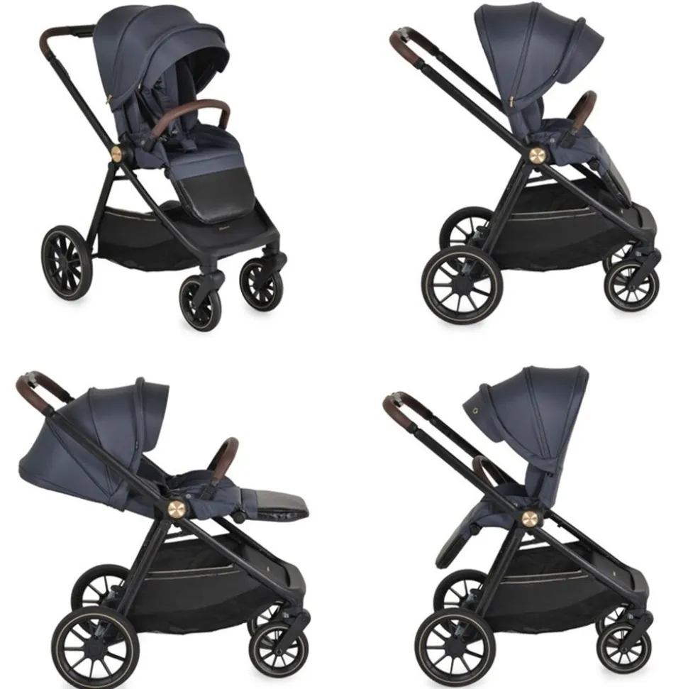 Cangaroo Kombikinderwagen Celebrity 2 in 1 Stoßdämpfer PU-Rollen Wickeltasche dunkelgrau