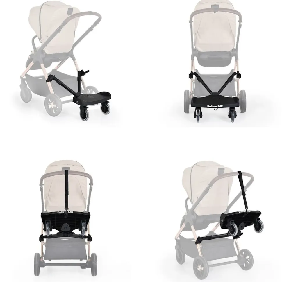 Cangaroo Trittbrett Follow me faltbar, universelle Montage, Kinderwagenaufsatz schwarz