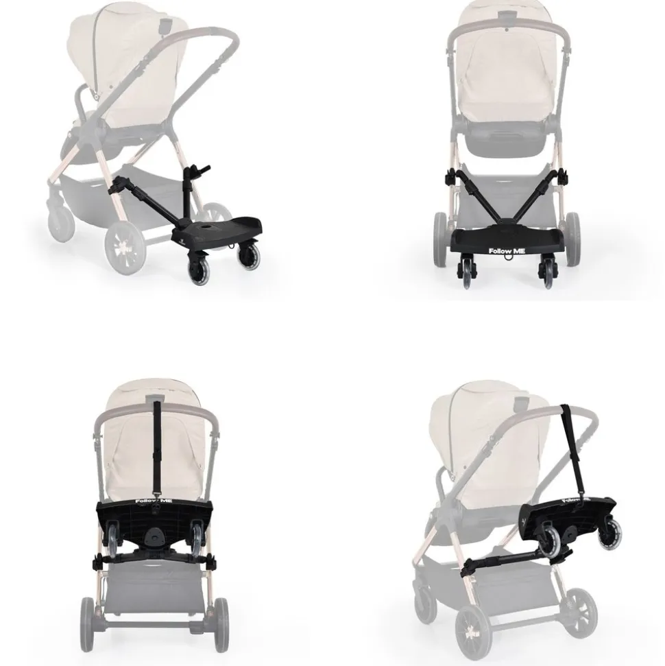 Cangaroo Trittbrett Follow me faltbar, universelle Montage, Kinderwagenaufsatz schwarz