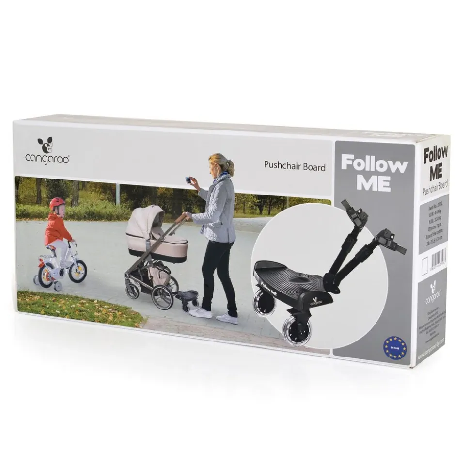 Cangaroo Trittbrett Follow me faltbar, universelle Montage, Kinderwagenaufsatz schwarz