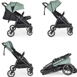 Cangaroo Zwillingskinderwagen 2Gether, Fußabdeckungen, Aluminiumrahmen, faltbar grün
