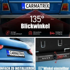 CARMATRIX Auto WLAN Rückfahrkamera KI Personenerkennung mit APP