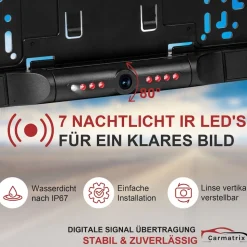 CARMATRIX Auto WLAN Rückfahrkamera KI Personenerkennung mit APP