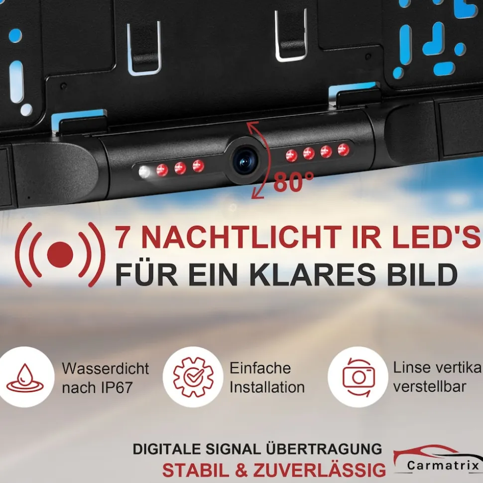 CARMATRIX Auto WLAN Rückfahrkamera KI Personenerkennung mit APP