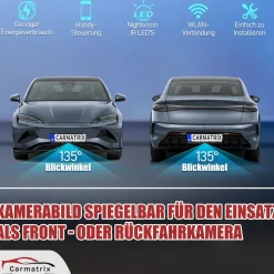 CARMATRIX Auto WLAN Rückfahrkamera KI Personenerkennung mit APP