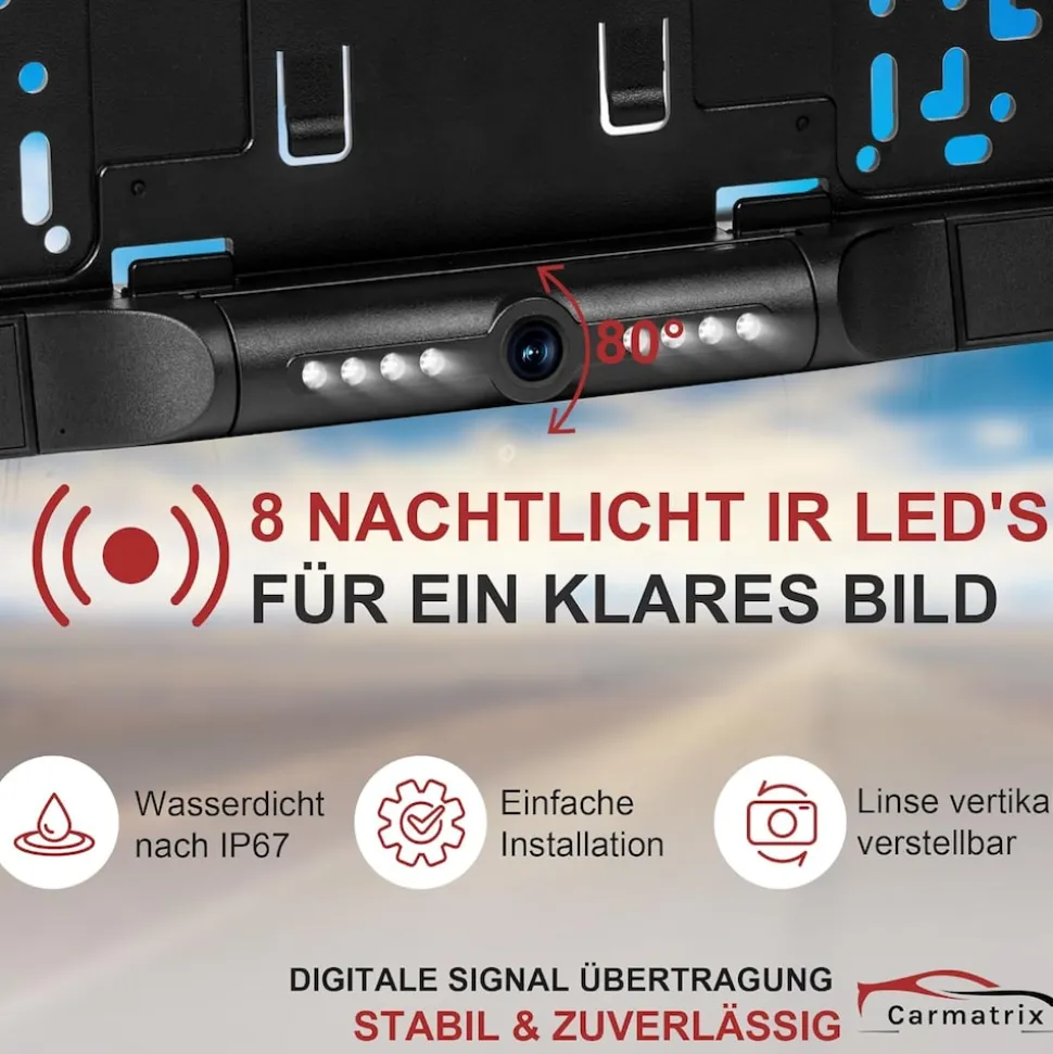 CARMATRIX Auto WLAN Rückfahrkamera KI Personenerkennung mit APP