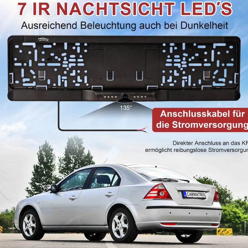 CARMATRIX Auto WLAN Rückfahrkamera KI Personenerkennung mit APP