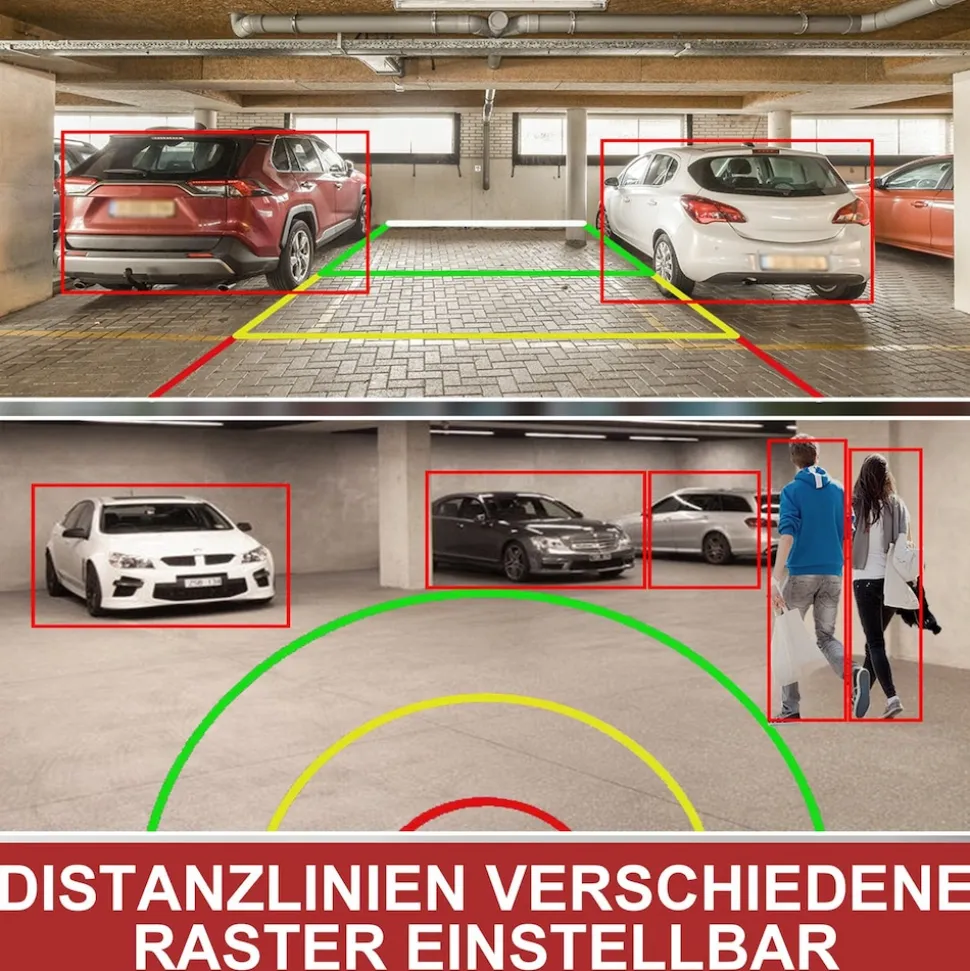 CARMATRIX Funk WLAN Solar Rückfahrkamera mit Magnet KI Personenerkennung mit APP