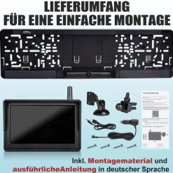 CARMATRIX HD Solar Funk Rückfahrkamera mit 5