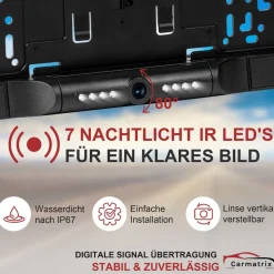 CARMATRIX Solar Auto WLAN Rückfahrkamera KI Personenerkennung