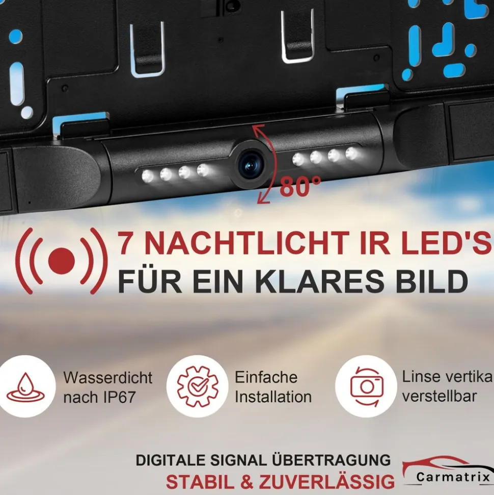 CARMATRIX Solar Auto WLAN Rückfahrkamera KI Personenerkennung