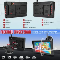 CARMATRIX Solar Rückfahrsystem PDC Einparksensoren mit Android Auto und Apple CarPlay