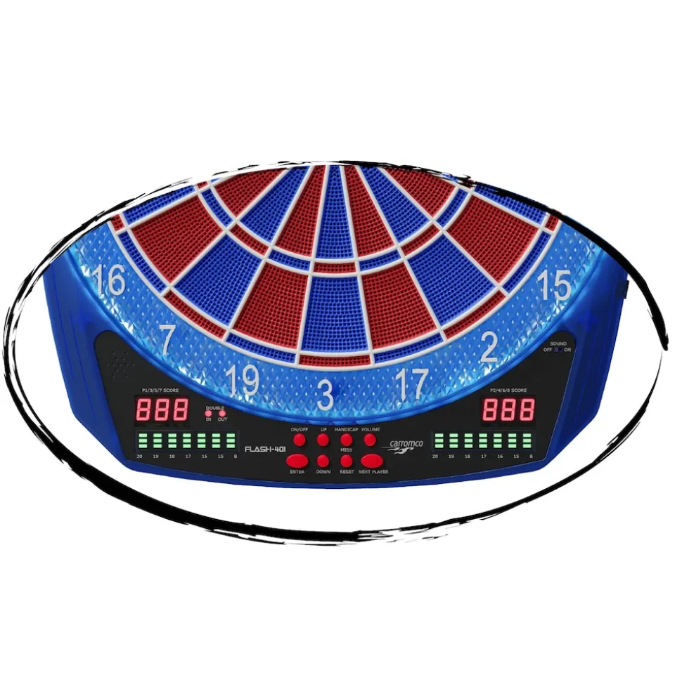 Carromco Elektronik Dartboard Flash-401, mit Adapter, 2-Loch Abstand