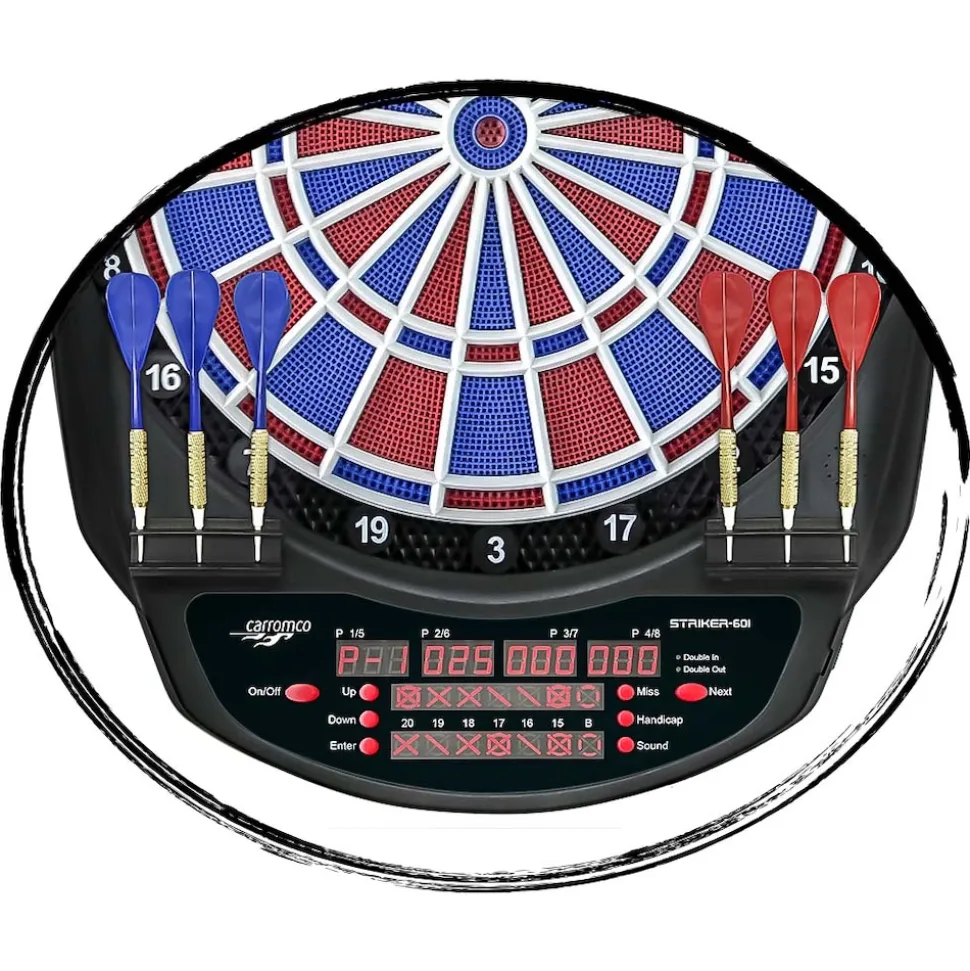 CARROMCO ELEKTRONIK DARTBOARD STRIKER-601, MIT ADAPTER, 2-LOCH ABSTAND