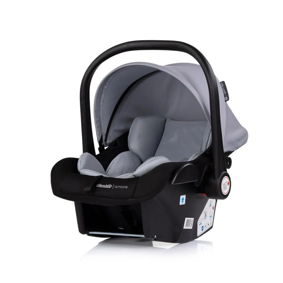 Chipolino Babyschale Amore i-Size Gruppe 0+ (0 - 13 kg) Kissen Griff verstellbar hellgrau