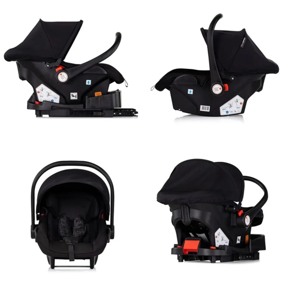 Chipolino Babyschale Vista i-Size (40-87cm) Gruppe 0+, Sonnendach, 3D-Kissen schwarz