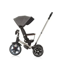 Chipolino Dreirad, Tricycle Derby 2 in 1 Musik, Licht, Korb, Schiebegriff, Gurt grau