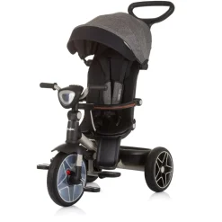 Chipolino Dreirad, Tricycle Derby 2 in 1 Musik, Licht, Korb, Schiebegriff, Gurt grau