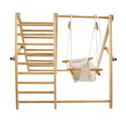 Chipolino Holz-Klettergerüst 2 in 1 höhenverstellbare Schaukel, zusammenklappbar braun