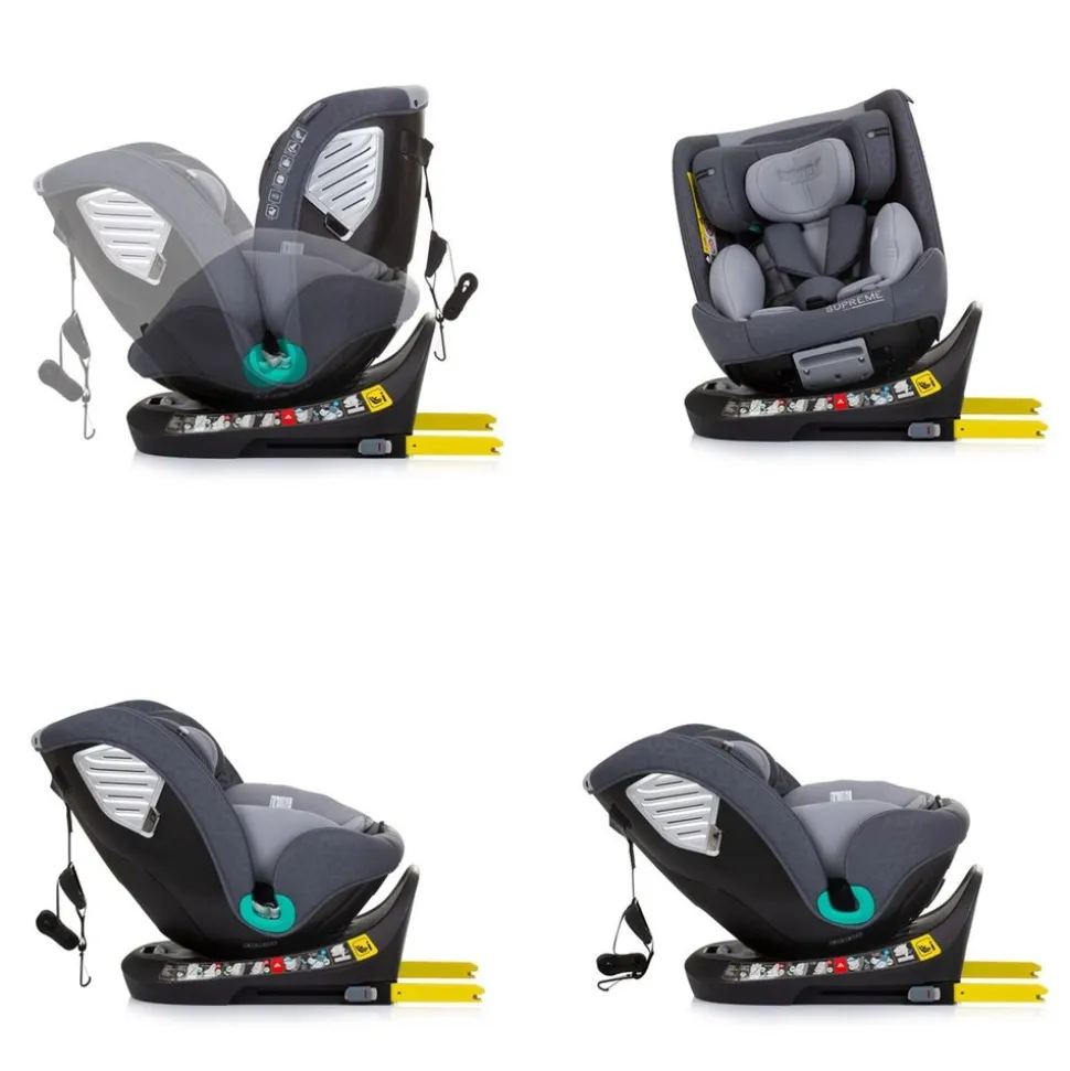 Chipolino i-Size Kindersitz Supreme (40-150 cm) verstellbar 360° drehbar Isofix grau