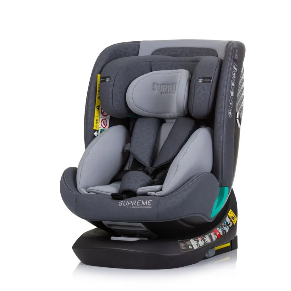 Chipolino i-Size Kindersitz Supreme (40-150 cm) verstellbar 360° drehbar Isofix grau