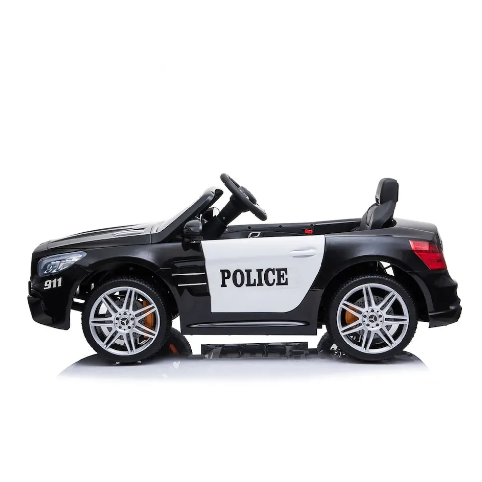 Chipolino Kinder Elektroauto Polizei Mercedes SL500 LED Bluetooth Fernbedienung schwarz
