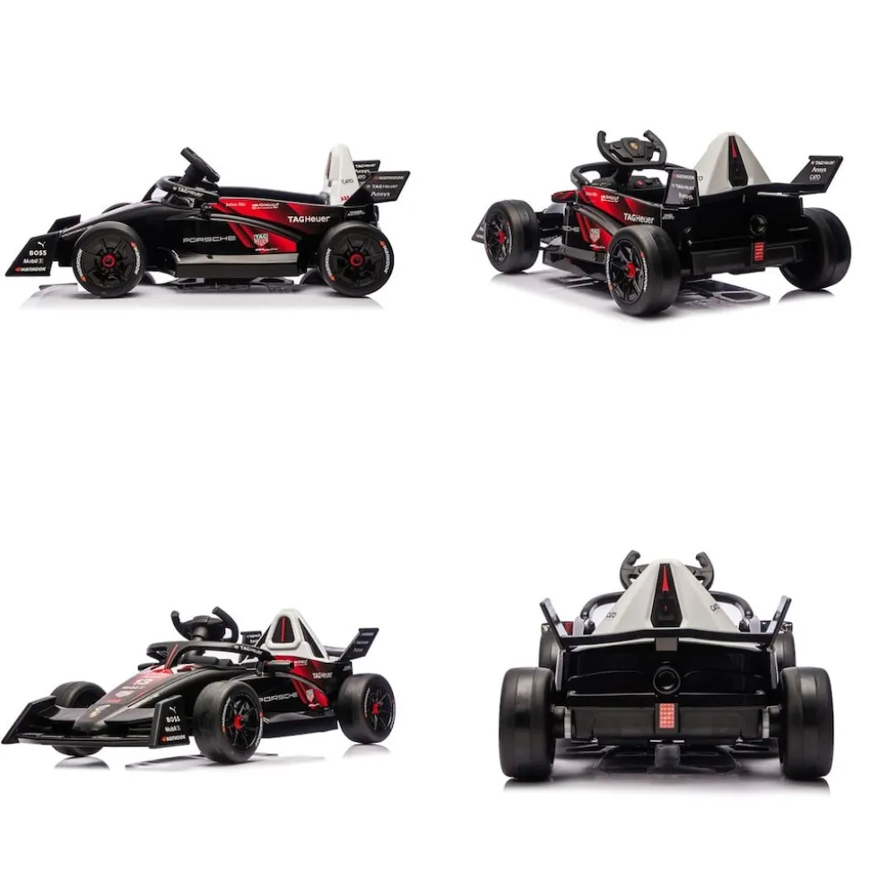 Chipolino Kinder Elektroauto Rennwagen Formel E Porsche Fernbedienung Hupe Musik schwarz