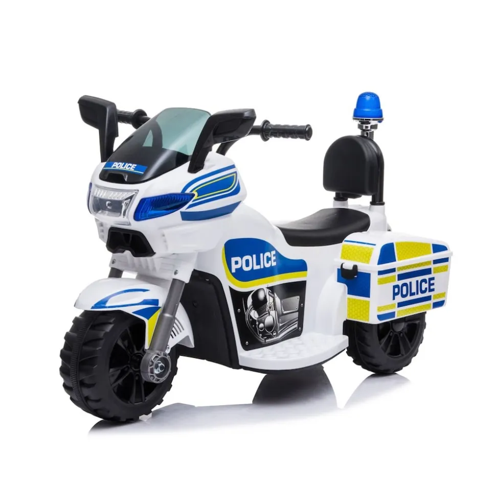 Chipolino Kinder Elektromotorrad Polizei 3 Räder Scheinwerfer Musikfunktion weiß blau