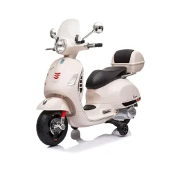 Chipolino Kindermotorrad Vespa GTS Super Heckstaufach Musik MP3 Licht 2-3 km/h weiß