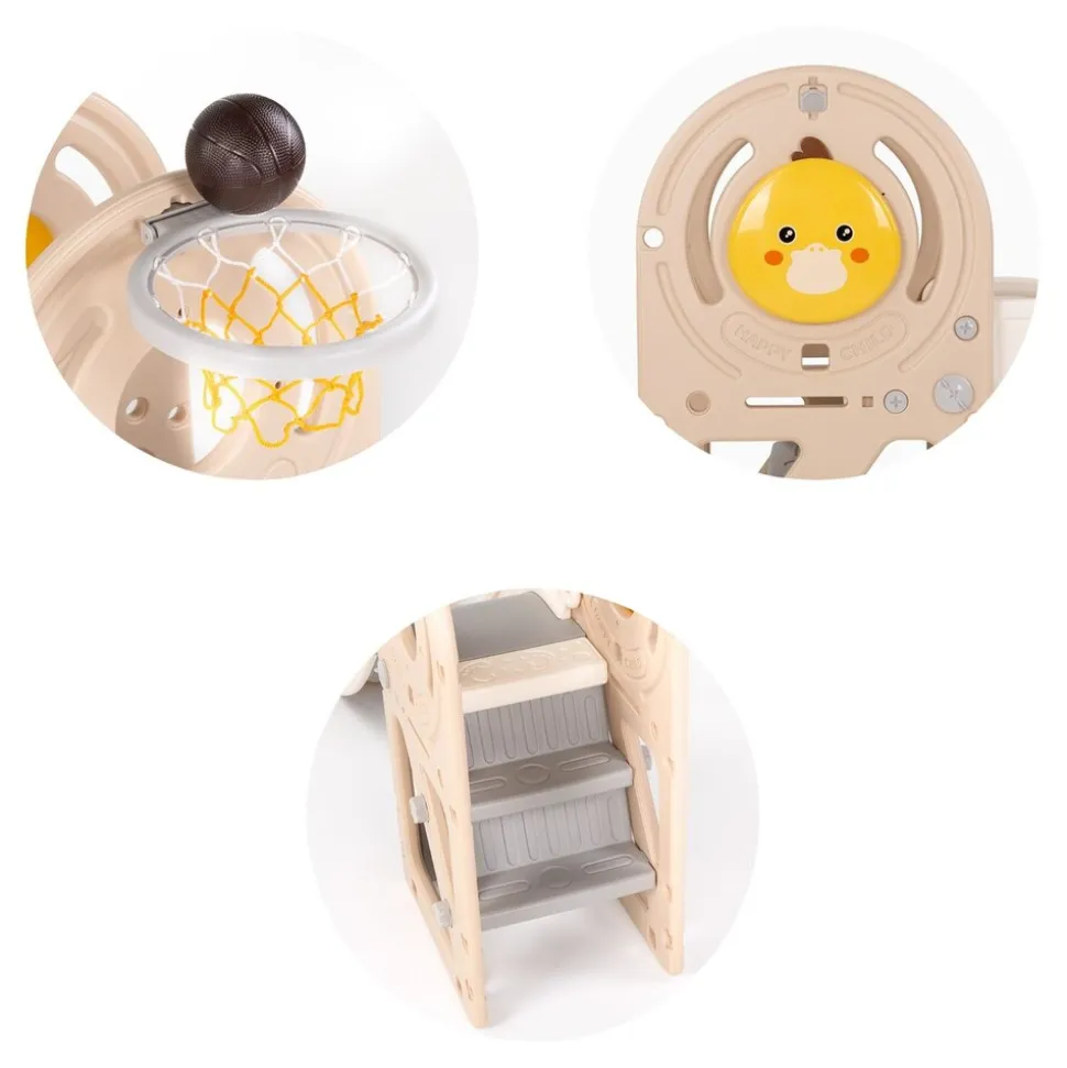 Chipolino Kinderrutsche Ente 170 cm Rutschlänge Basketballkorb Ball wetterfest beige