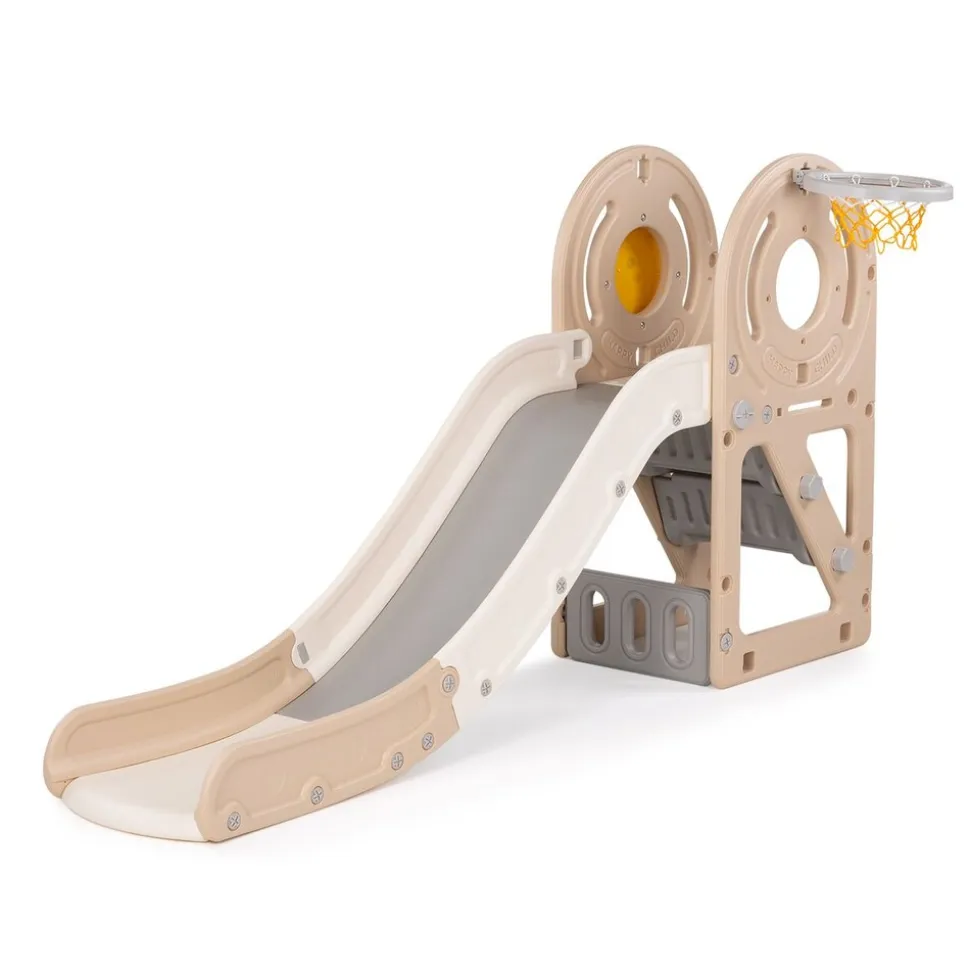 Chipolino Kinderrutsche Ente 170 cm Rutschlänge Basketballkorb Ball wetterfest beige
