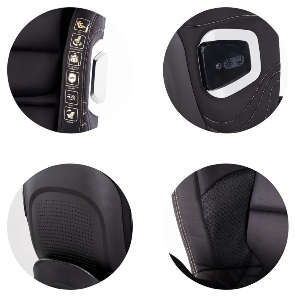 Chipolino Kindersitz Clima Air i-Size (40-150 cm) Isofix Lüftungs-Heizfunktion schwarz
