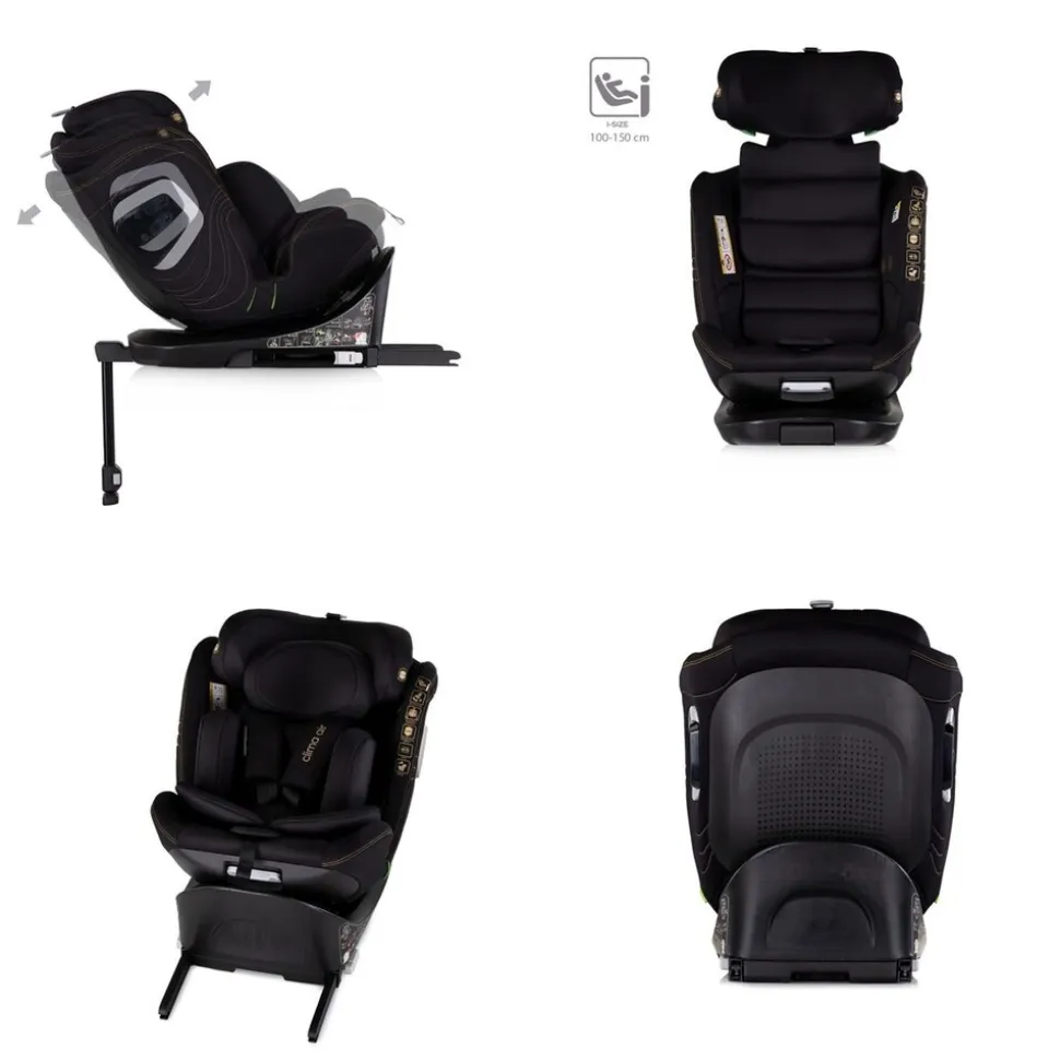 Chipolino Kindersitz Clima Air i-Size (40-150 cm) Isofix Lüftungs-Heizfunktion schwarz
