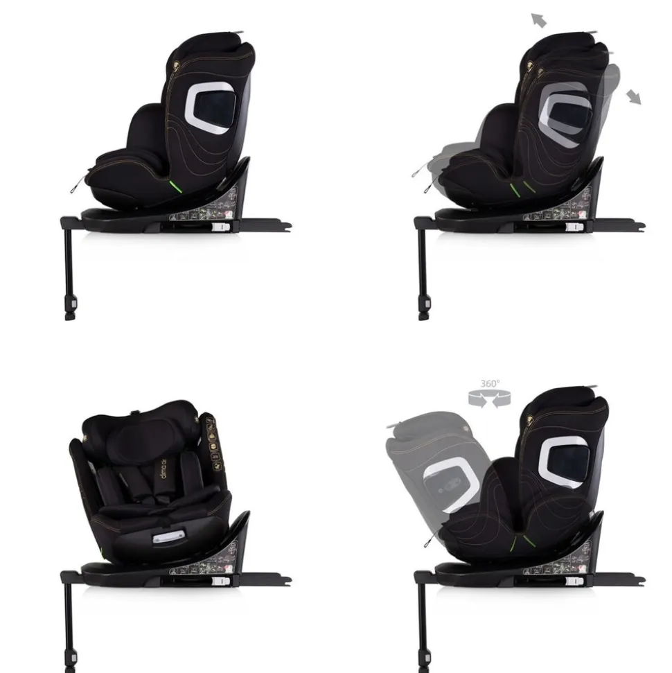 Chipolino Kindersitz Clima Air i-Size (40-150 cm) Isofix Lüftungs-Heizfunktion schwarz