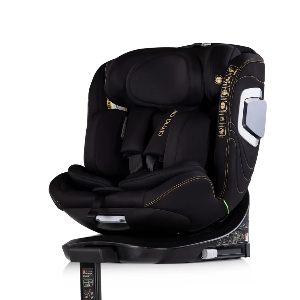 Chipolino Kindersitz Clima Air i-Size (40-150 cm) Isofix Lüftungs-Heizfunktion schwarz