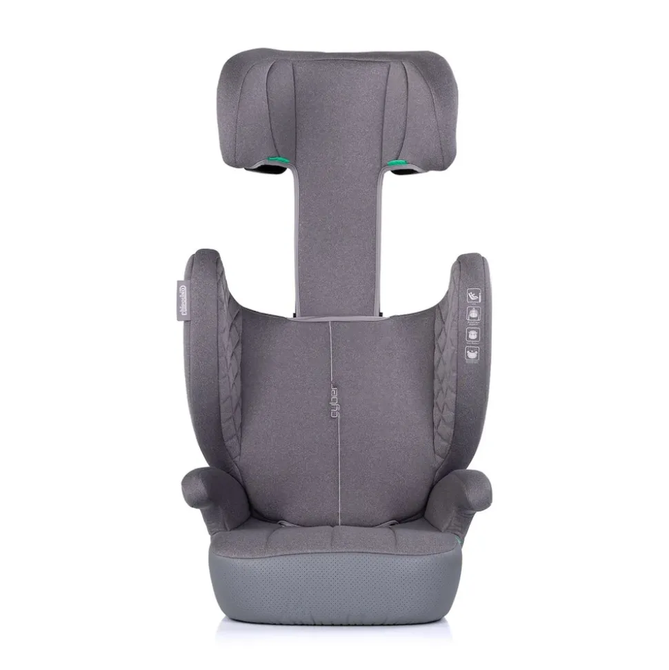 Chipolino Kindersitz Cyber i-Size (100-150cm) Sitzerhöhung, höhenverstellbar grau