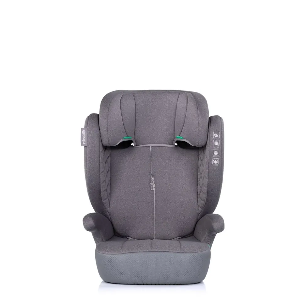 Chipolino Kindersitz Cyber i-Size (100-150cm) Sitzerhöhung, höhenverstellbar grau
