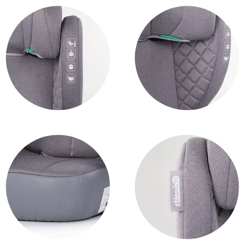 Chipolino Kindersitz Cyber i-Size (100-150cm) Sitzerhöhung, höhenverstellbar grau