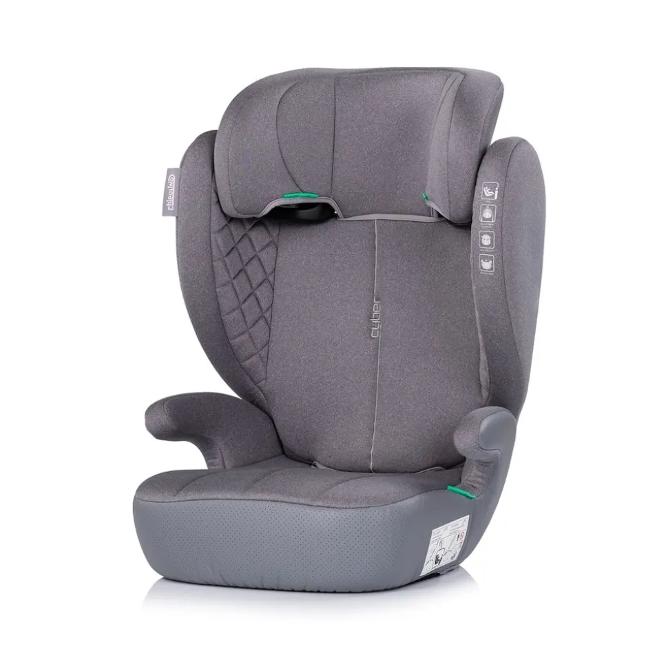 Chipolino Kindersitz Cyber i-Size (100-150cm) Sitzerhöhung, höhenverstellbar grau